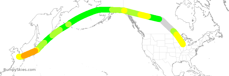 Turbulence forecast map for KAL8236, ORD to CJU