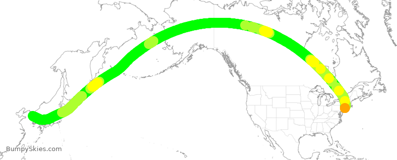 Turbulence forecast map for KAL82, JFK to ICN