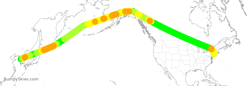 Turbulence forecast map for KAL85, ICN to JFK