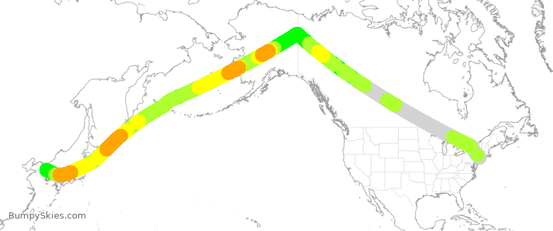 Turbulence forecast map for KAL86, JFK to ICN