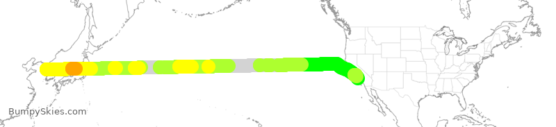 Turbulence forecast map for KAL9209, ICN to LAX