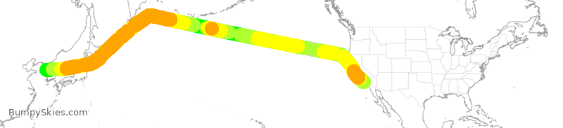 Turbulence forecast map for KAL9214, LAX to KSI