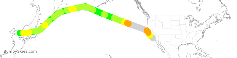 Turbulence forecast map for KAL9254, LAX to KSI