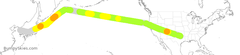 Turbulence forecast map for KAL9255, ICN to DFW