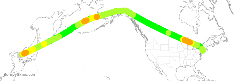 Turbulence forecast map for KAL9257, ICN to JFK