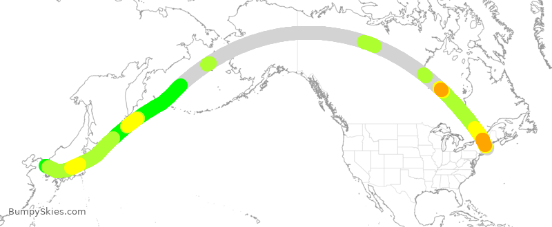 Turbulence forecast map for KAL92, BOS to ICN