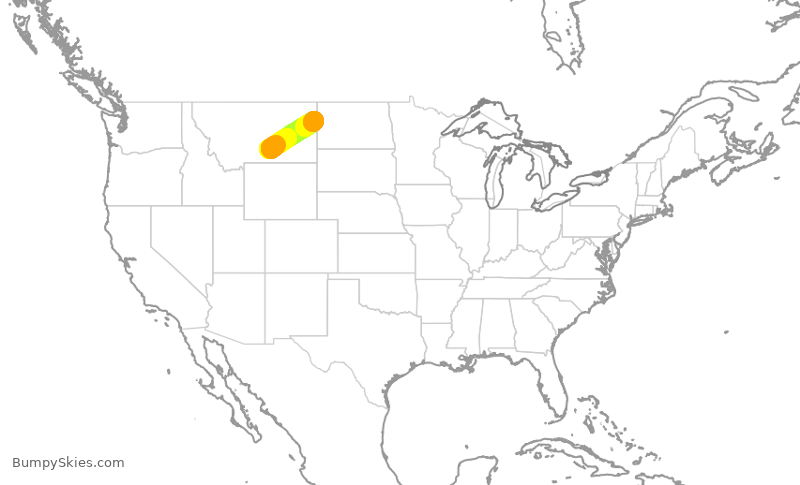 Turbulence forecast map for KAP1110, BIL to SDY