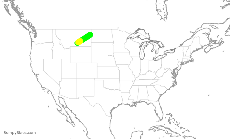 Turbulence forecast map for KAP1144, BIL to SDY