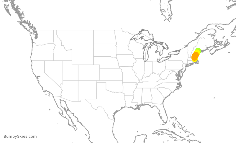 Turbulence forecast map for KAP1333, AUG to BOS