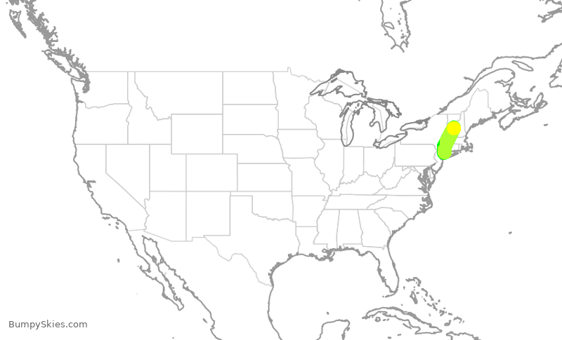 Turbulence forecast map for KAP1333, LEB to HPN