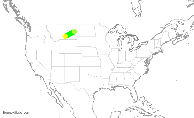 Turbulence forecast map for KAP1750, GDV to BIL