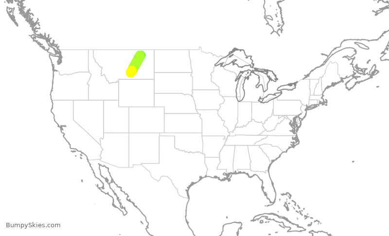 Turbulence forecast map for KAP1761, BIL to GGW
