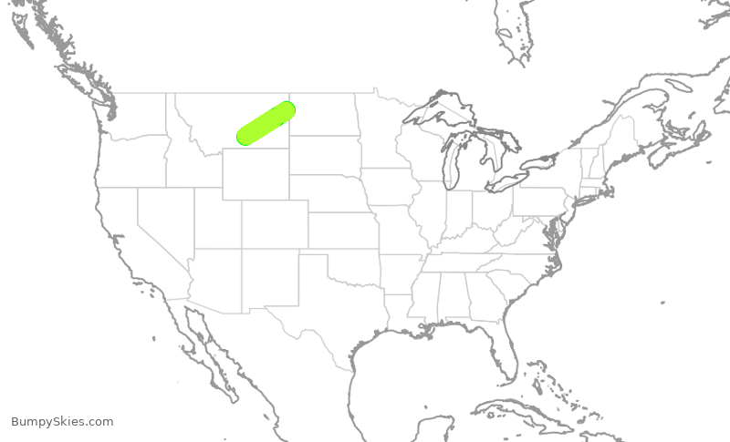 Turbulence forecast map for KAP420, SDY to BIL