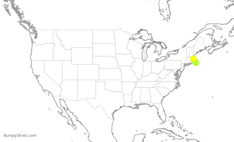 Turbulence forecast map for KAP5001, BOS to ACK