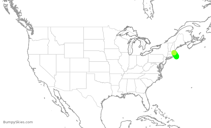 Turbulence forecast map for KAP5012, BOS to ACK