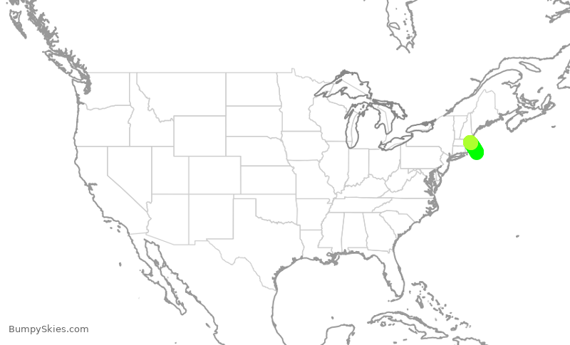 Turbulence forecast map for KAP5043, ACK to BOS