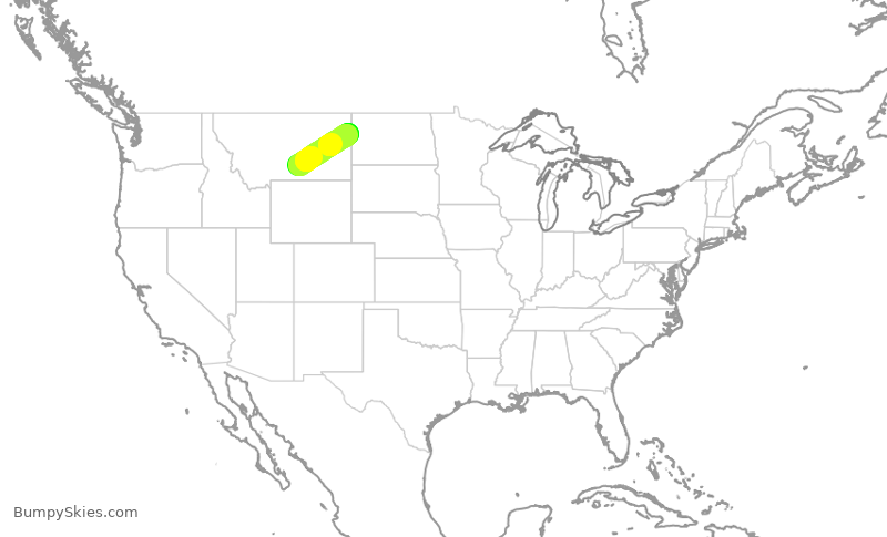 Turbulence forecast map for KAP505, BIL to SDY