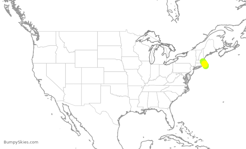 Turbulence forecast map for KAP5223, ACK to BOS