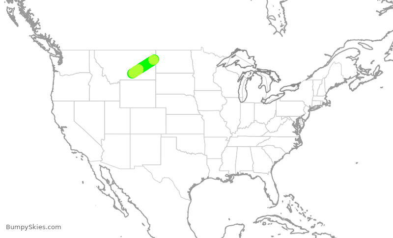 Turbulence forecast map for KAP525, SDY to BIL