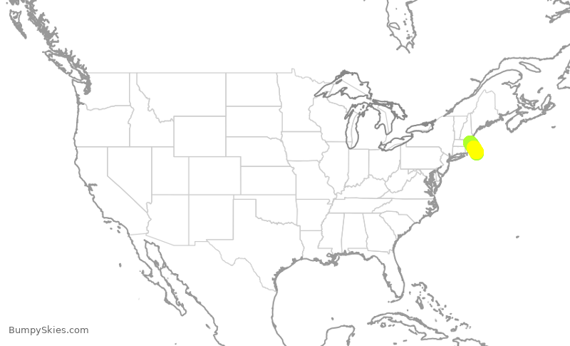 Turbulence forecast map for KAP5322, ACK to BOS