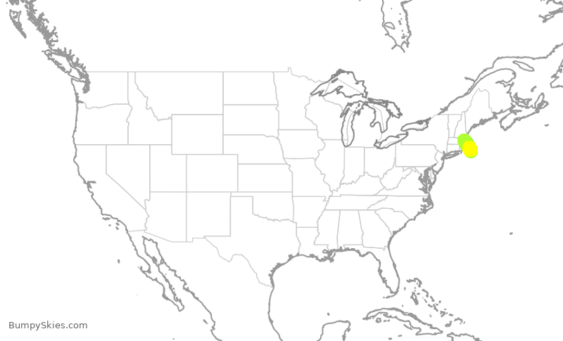 Turbulence forecast map for KAP626, ACK to BOS