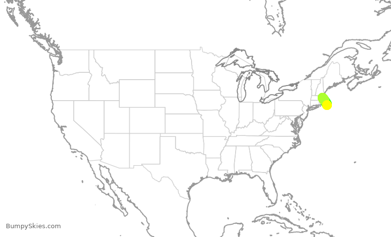 Turbulence forecast map for KAP82, ACK to BOS