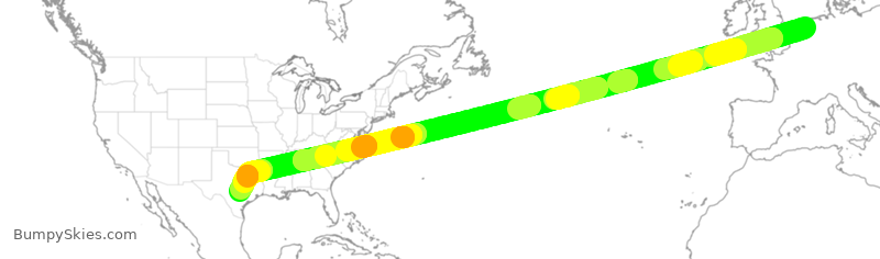 Turbulence forecast map for KLM115, HAM to AUS