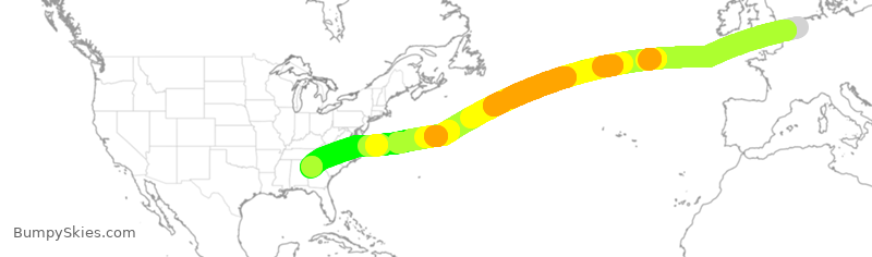 Turbulence forecast map for KLM133, AMS to ATL