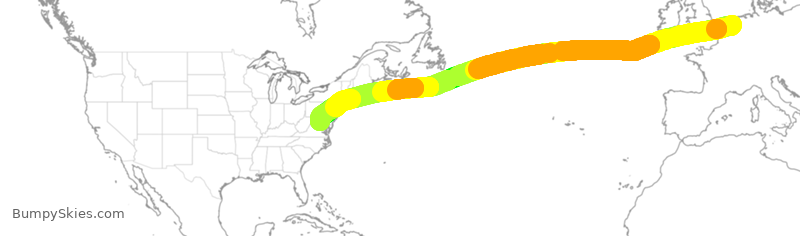 Turbulence forecast map for KLM225, AMS to IAD