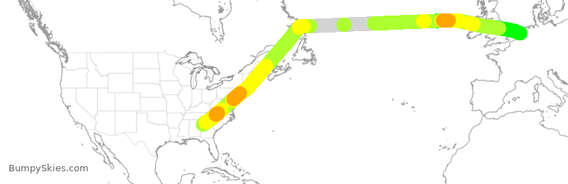 Turbulence forecast map for KLM248, ATL to HAM