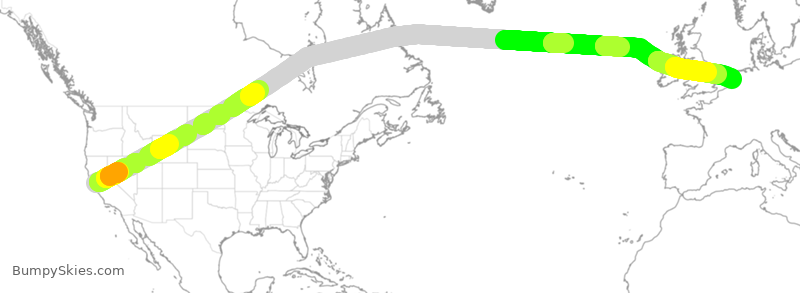 Turbulence forecast map for KLM282, SFO to HAM