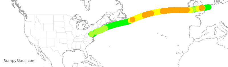 Turbulence forecast map for KLM296, IAD to AMS