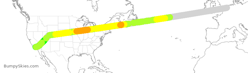 Turbulence forecast map for KLM601, AMS to LAX