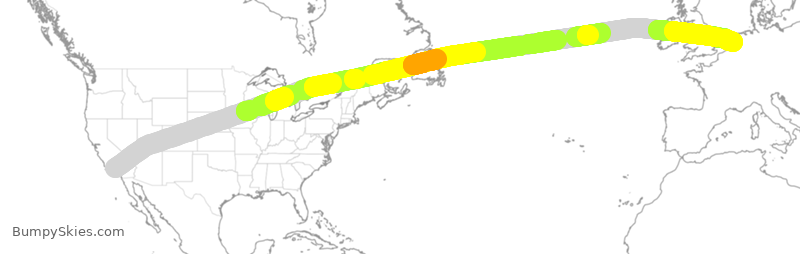 Turbulence forecast map for KLM602, LAX to HAM