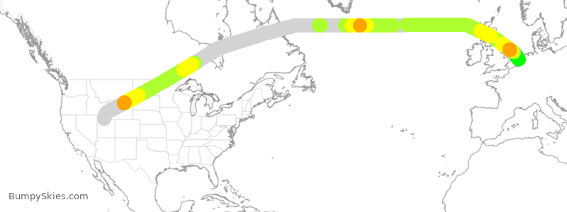 Turbulence forecast map for KLM610, SLC to HAM