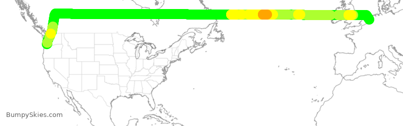 Turbulence forecast map for KLM616, PDX to AMS