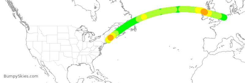 Turbulence forecast map for KLM618, BOS to AMS