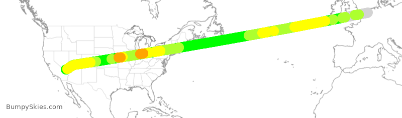 Turbulence forecast map for KLM635, AMS to LAS
