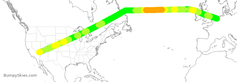 Turbulence forecast map for KLM636, LAS to AMS