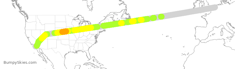 Turbulence forecast map for KLM639, AMS to SAN