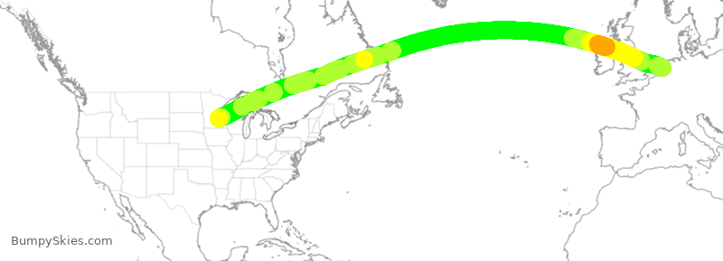 Turbulence forecast map for KLM656, MSP to AMS