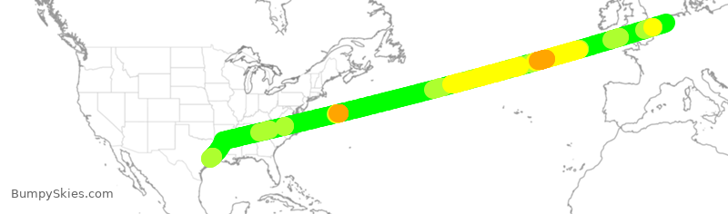 Turbulence forecast map for KLM661, AMS to IAH