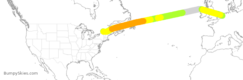 Turbulence forecast map for KLM672, YUL to HAM