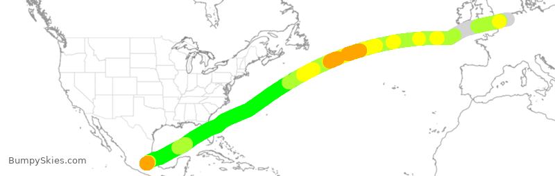 Turbulence forecast map for KLM685, AMS to MEX