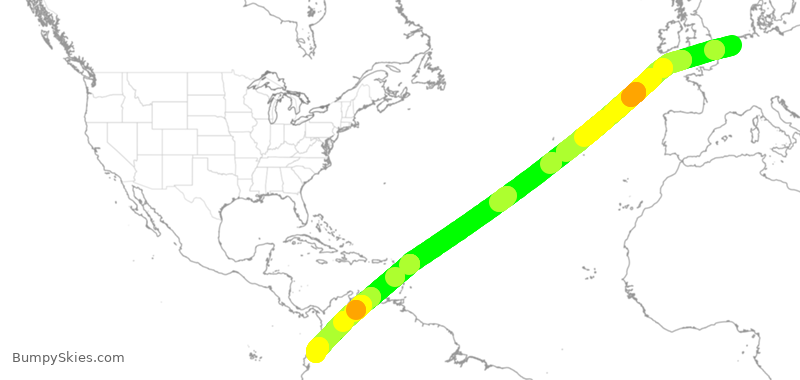Turbulence forecast map for KLM751, AMS to UIO