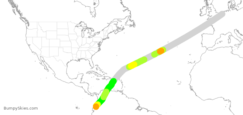 Turbulence forecast map for KLM755, AMS to UIO