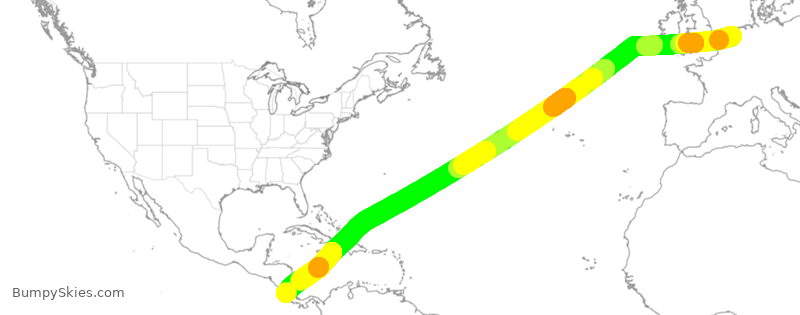 Turbulence forecast map for KLM759, HAM to ROC