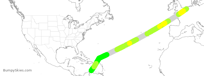 Turbulence forecast map for KLM765, AMS to AUA