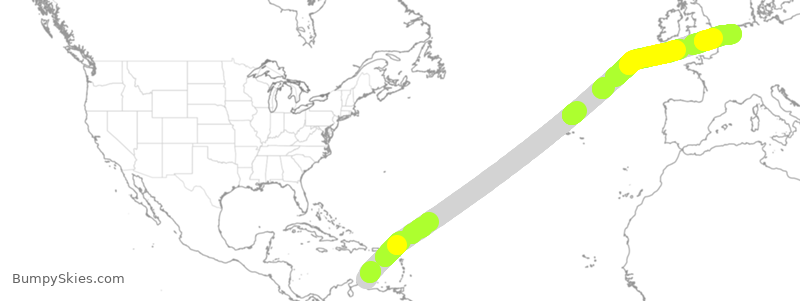 Turbulence forecast map for KLM765, BON to AMS