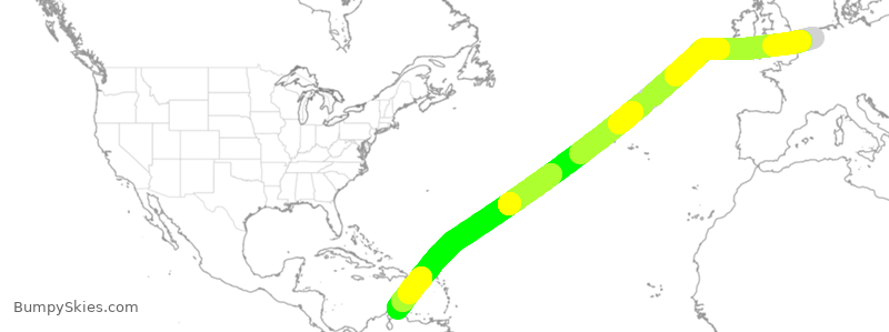Turbulence forecast map for KLM769, HAM to NCA